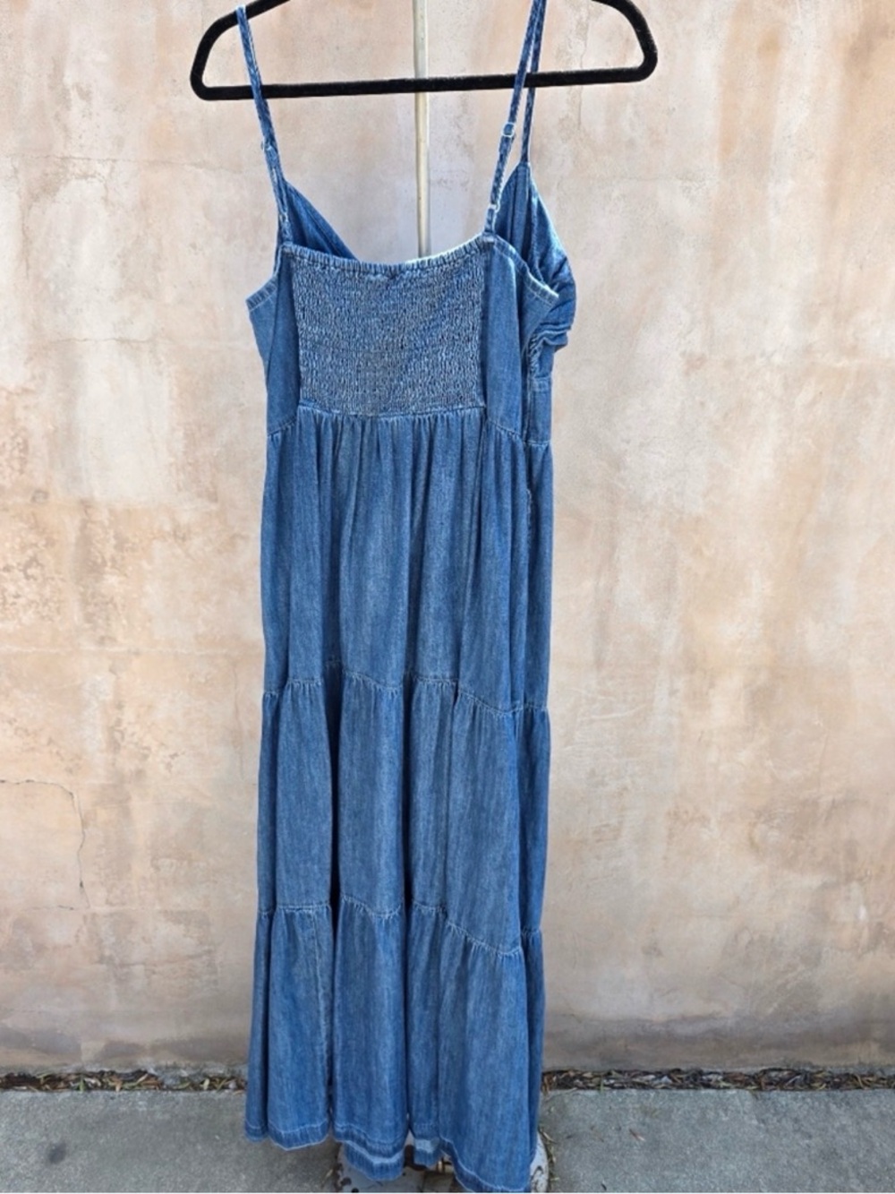 Gap Tie Front Tiered Denim Maxi Dress - Picture 3 of 4